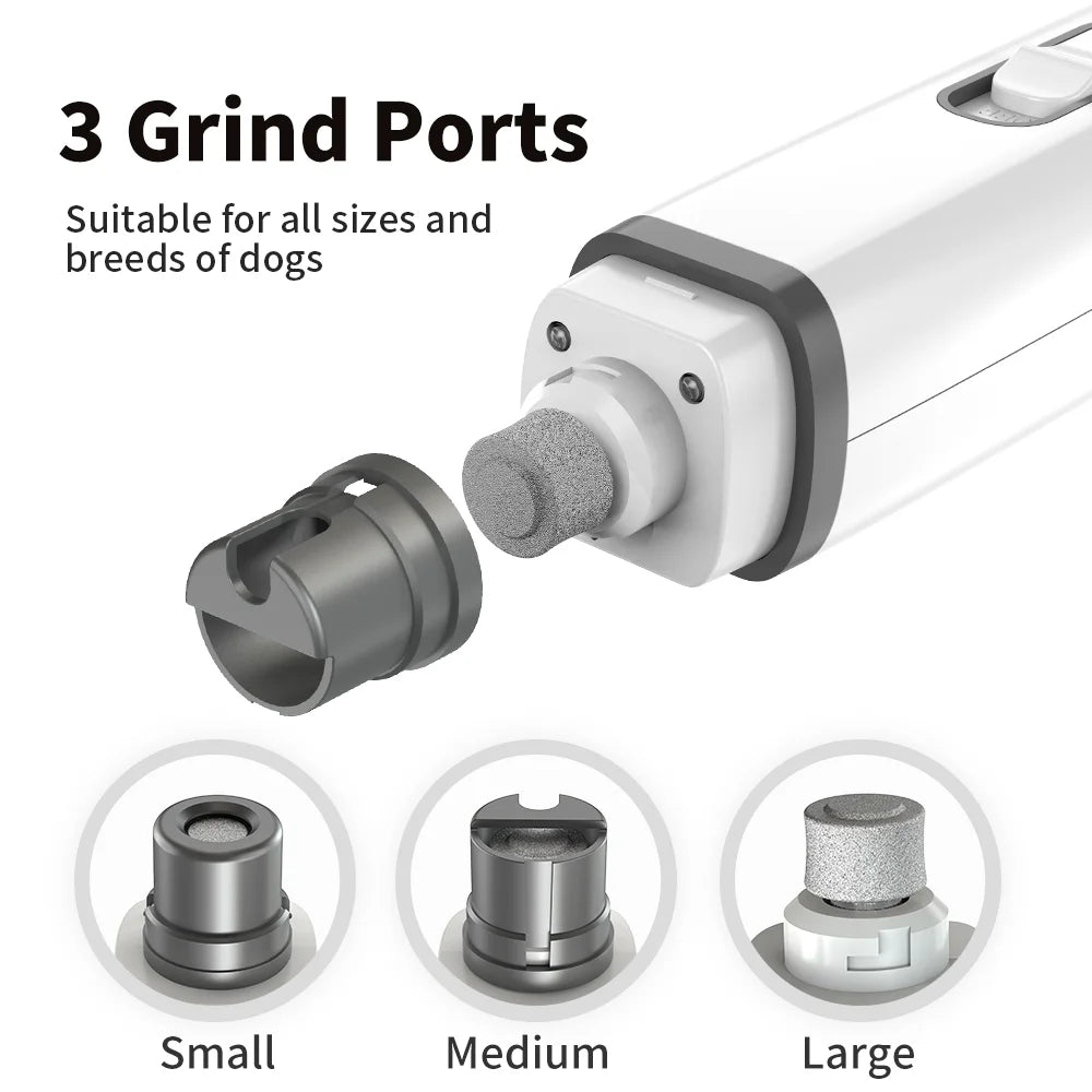 Dog Nail Grinder, 2 Speed Rechargeable LED Dog Nail Trimmer, Clipper for Dogs and Cats, White