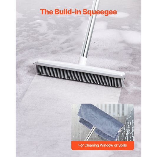 Pet Hair Removal Broom 58.46 In Adjustable Long Handle Pet Hair Rubber Broom