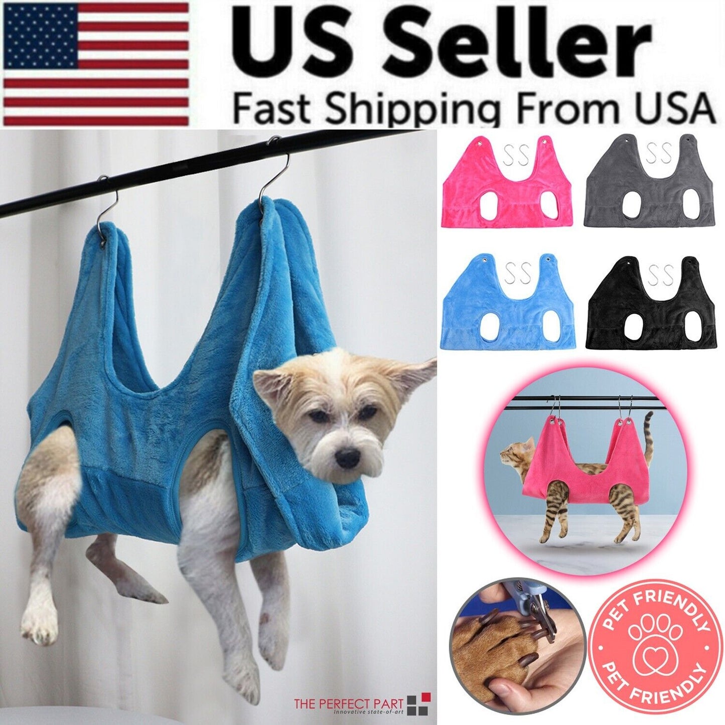 Portable Pet Dog Cat Grooming Hanging Hammock Harness Breathable Groom