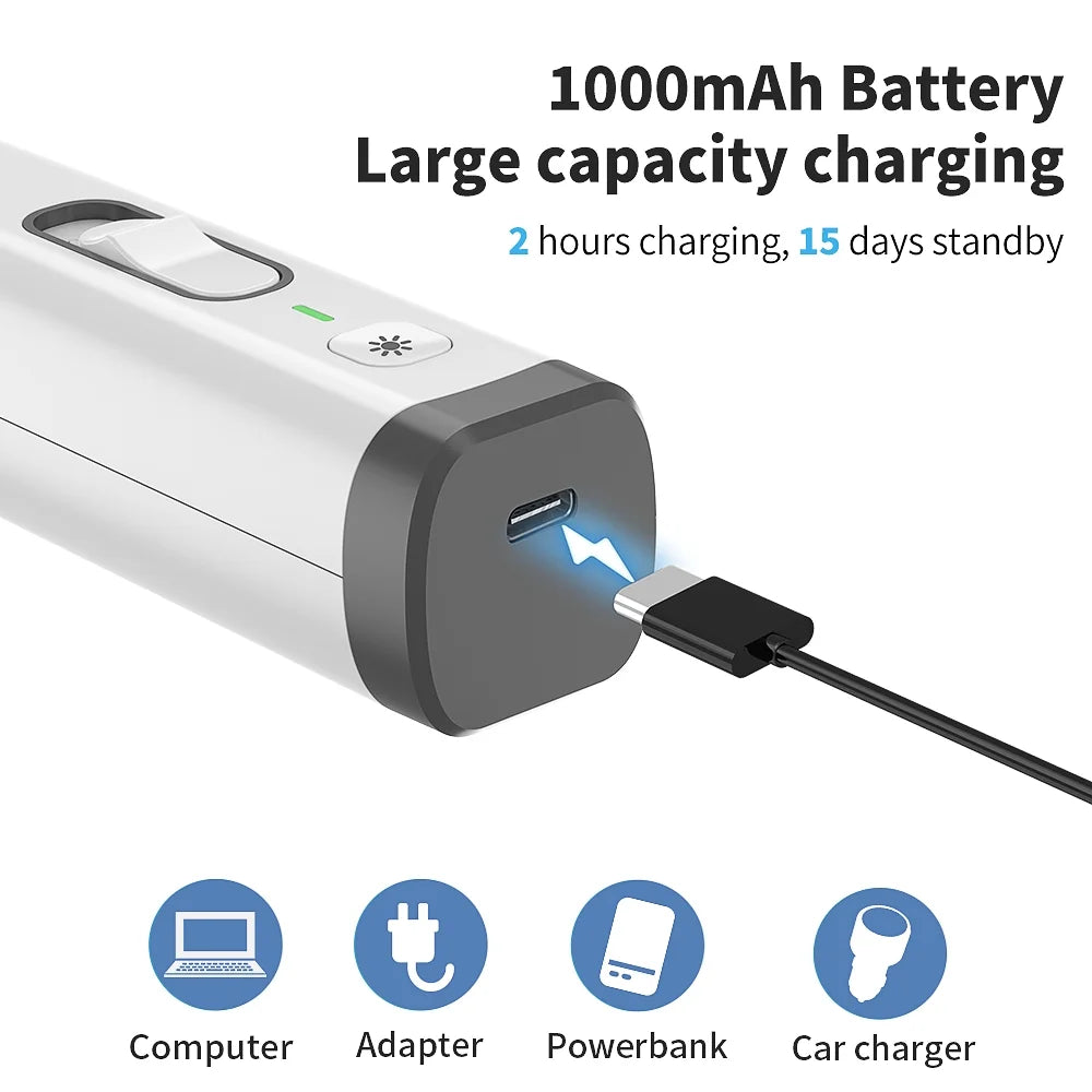 Dog Nail Grinder, 2 Speed Rechargeable LED Dog Nail Trimmer, Clipper for Dogs and Cats, White